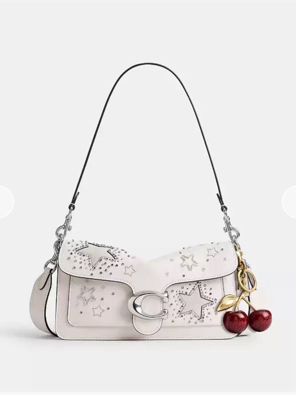 Coach tabby White Star-Embellished Shoulder Bag with Cherry Charm